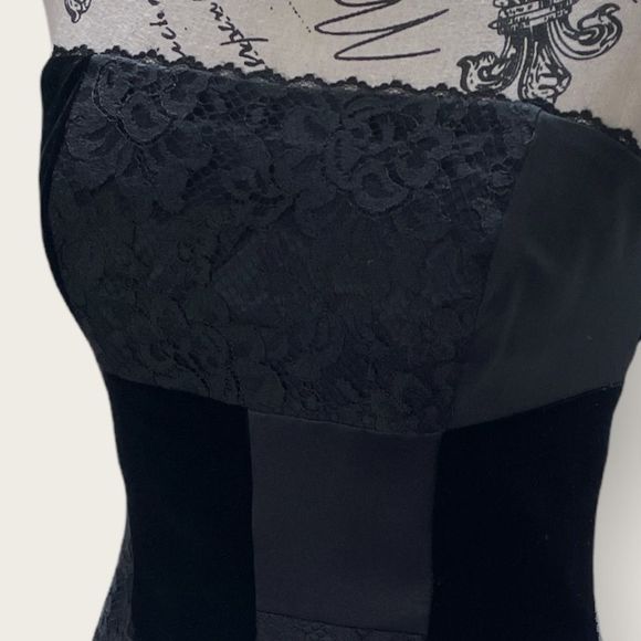 NWT A.B.S. Evening by Allen Schwartz strapless black lace velvet dress size 2 - Picture 3 of 9